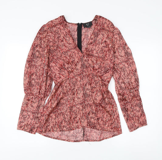 Womens UK Size 12 AX Paris Red Polyester Blouse