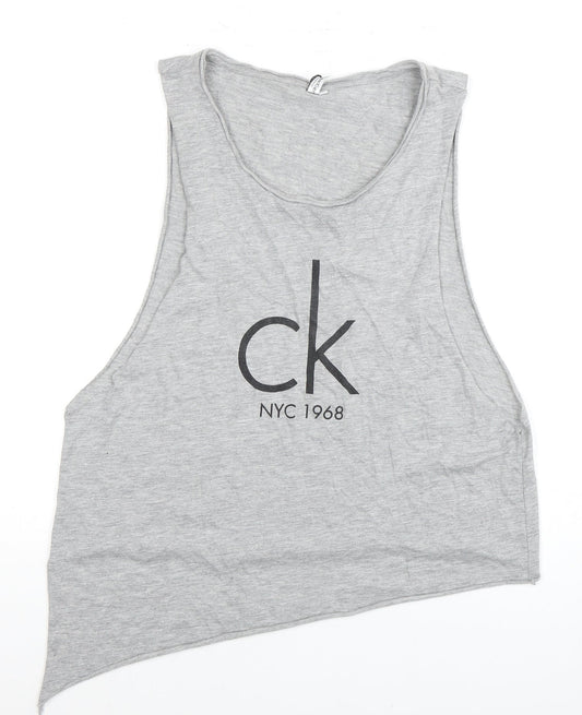 Calvin Klein Unisex Grey Sleeveless T-Shirt M Logo