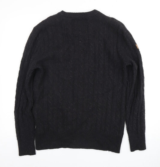 Superdry Men's Black XL Cable-Knit Pullover Jumper