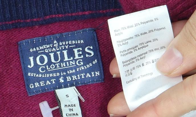 Joules Unisex Red V-Neck Pullover Jumper S