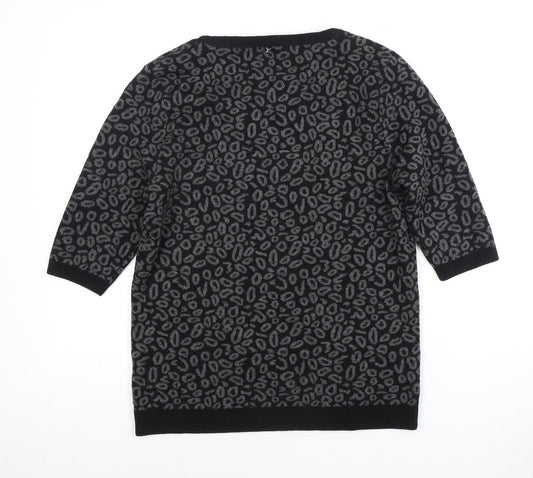 Hobbs Women's Black Animal Print Pullover Jumper Size 16