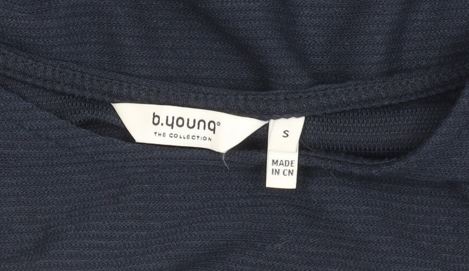 Brand and care label for b.young Women's Blue Long Sleeve Crew Neck Top