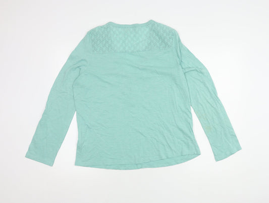 WoolOvers Women's Blue V-Neck Blouse M Long Sleeve