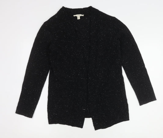 Seasalt Cornwall Black Wool Knit Women's Open Front Cardigan Size 8