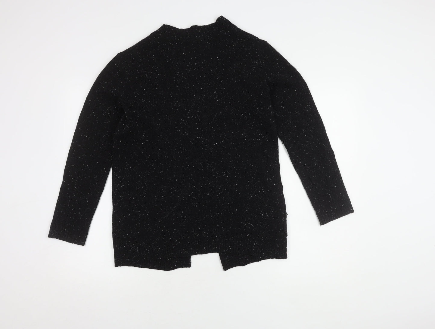 Seasalt Cornwall Black Wool Knit Women's Open Front Cardigan Size 8