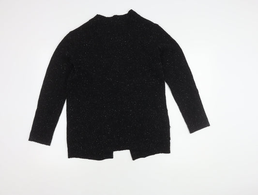 Seasalt Cornwall Black Wool Knit Women's Open Front Cardigan Size 8
