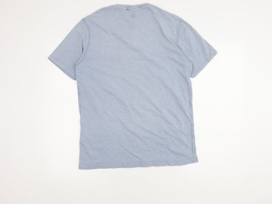 FatFace Men's Blue Cotton V-Neck T-Shirt, Size M