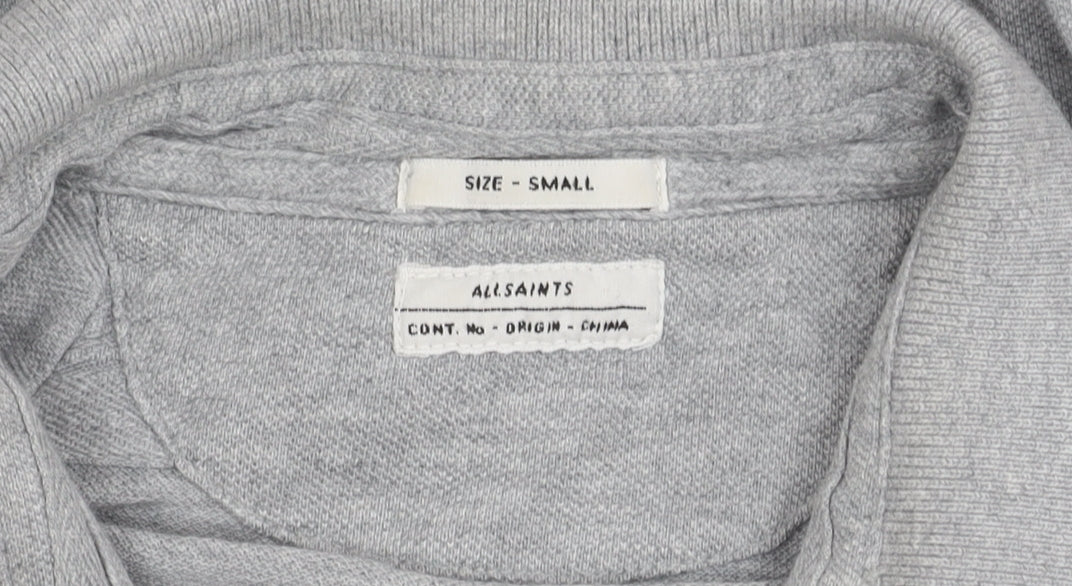 AllSaints Men's Grey Long Sleeve Polo Shirt Size S