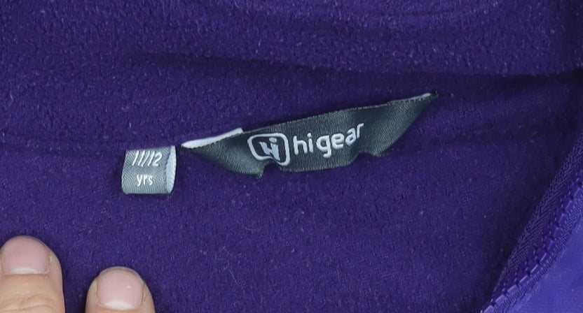 Additional view of Higear girls’' purple rain coat, 11-12 years, hooded, lined