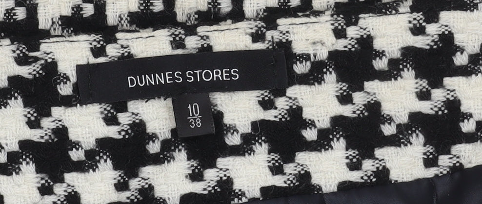 Brand and care label for Dunnes Women's Black Check Pencil Skirt, size 10