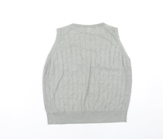 Marks and Spencer Unisex Grey V-Neck Sleeveless Vest
