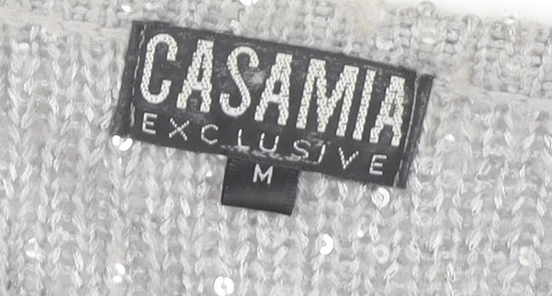 CASAMIA Women's Grey Sequin Cardigan M