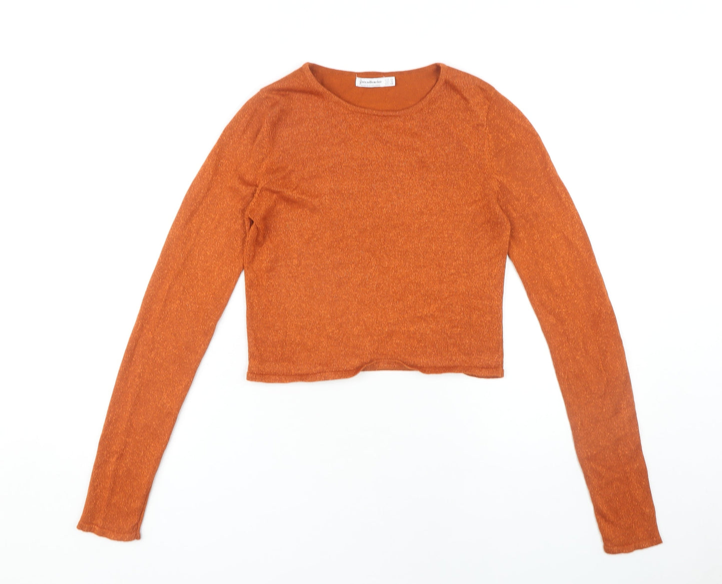 Stradivarius Women's Orange Cropped Top - Size 12