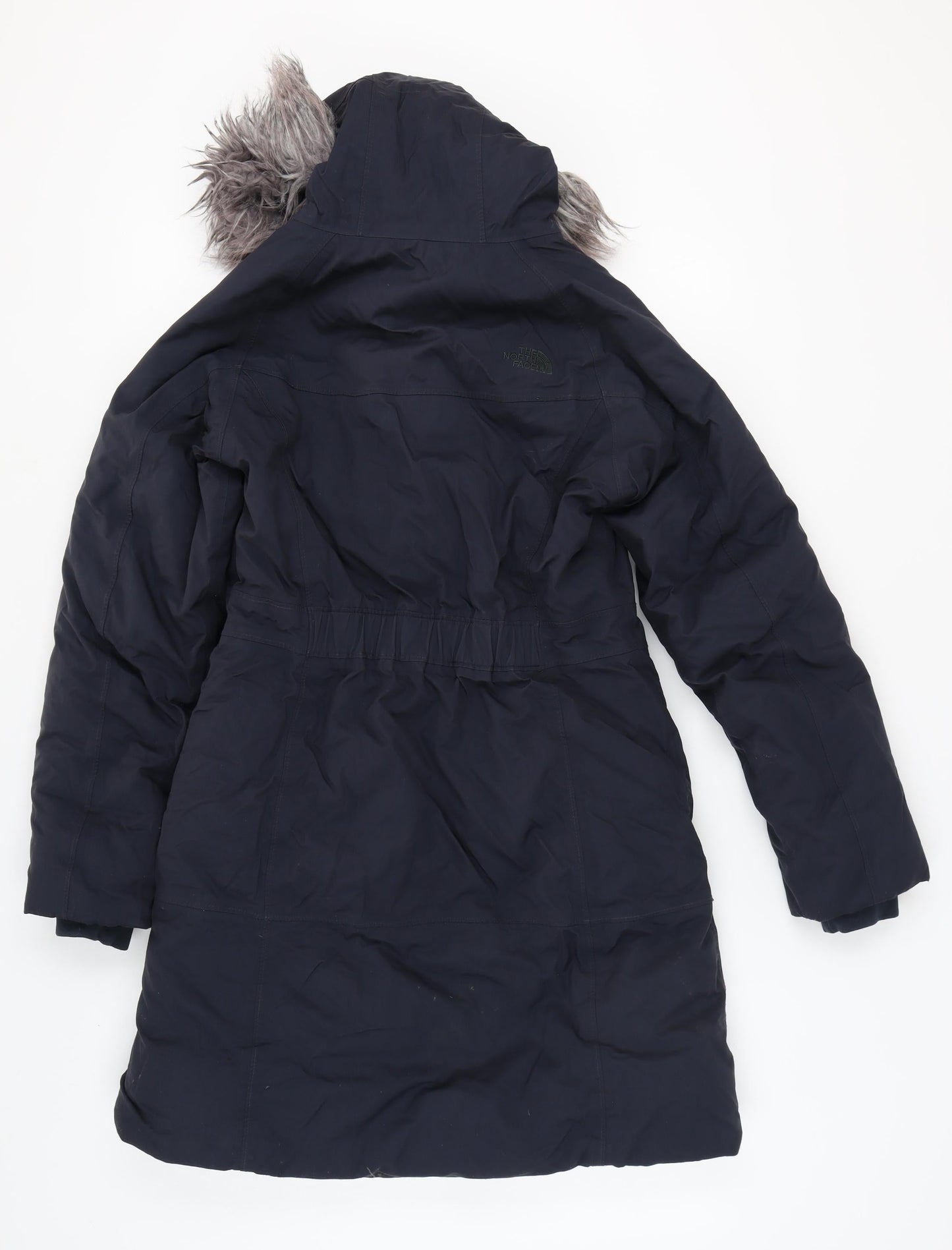 The North Face Women's Blue Parka Coat with Fur Trim