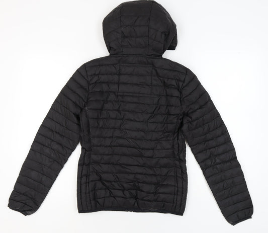 Superdry Women's Black Puffer Jacket S - Hooded, Quilted