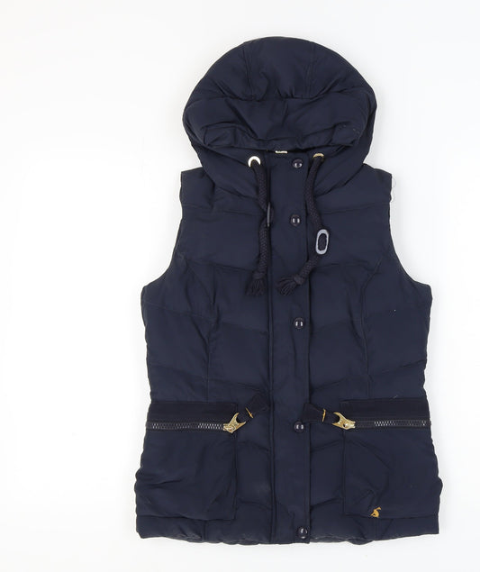 Womens UK Size 8 Joules Navy Polyester Waistcoat