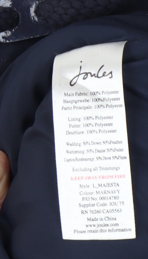 Joules Women's Navy Puffer Waistcoat, Size 8, Hooded