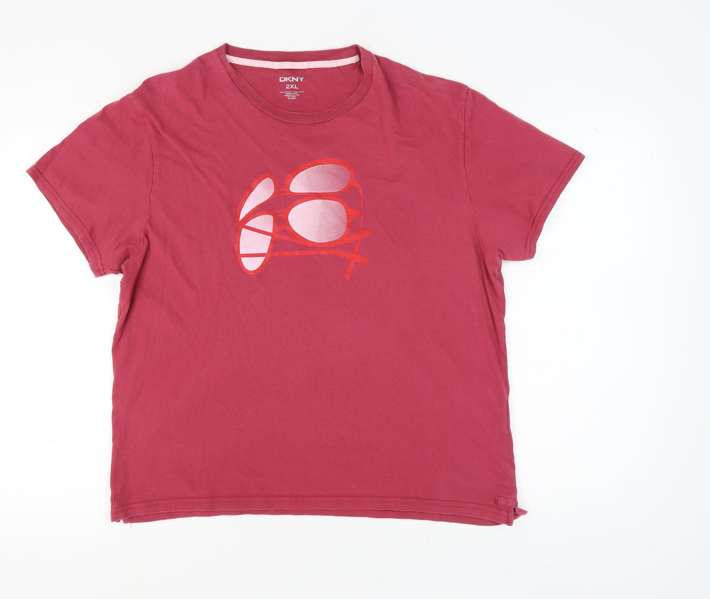 DKNY Unisex Red 2XL Basic T-Shirt Casual Wear