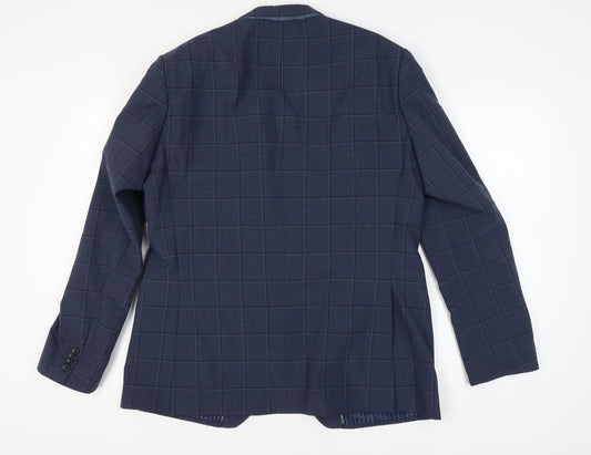 Jeff Banks Men's Blue Check Blazer, Size 44 Long