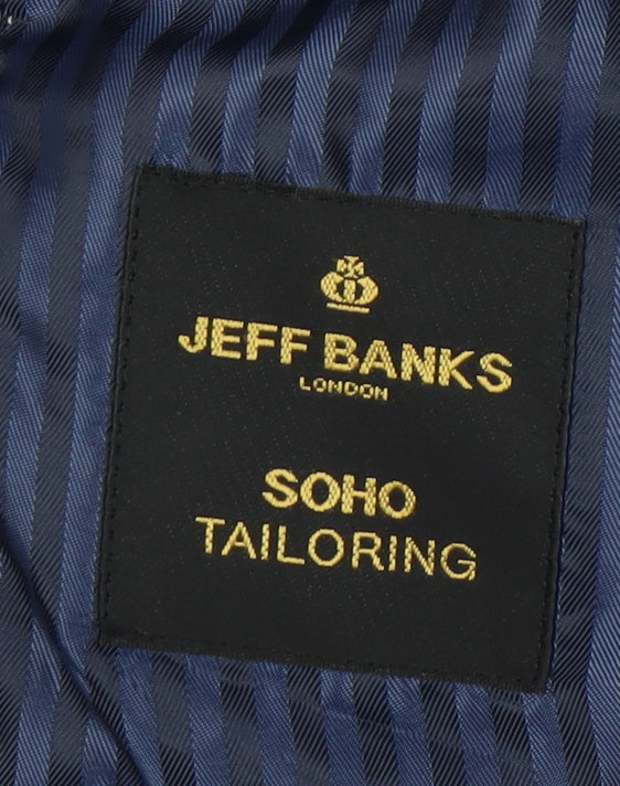 Jeff Banks Men's Blue Check Blazer, Size 44 Long