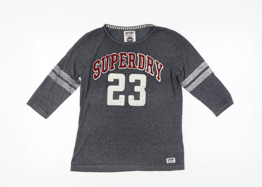 Superdry Unisex Grey Ringer T-Shirt, Size S, Casual Wear