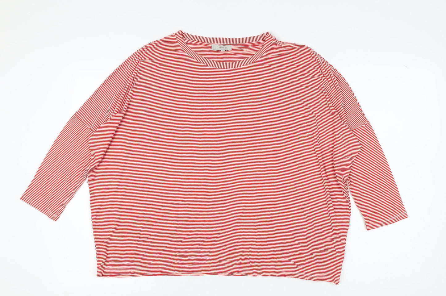 Hobbs Women's Red Striped T-Shirt, Size L, 3/4 Sleeves