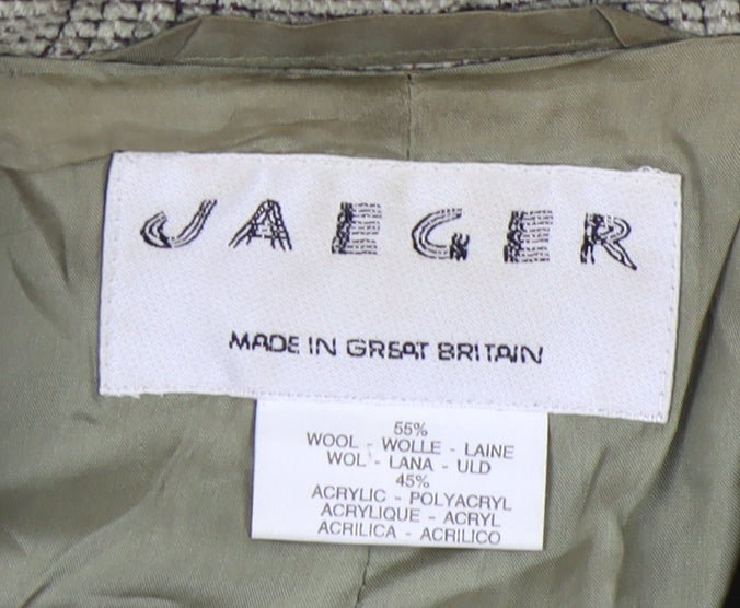 Jaeger Women's Grey Check Single-Breasted Jacket Size 10