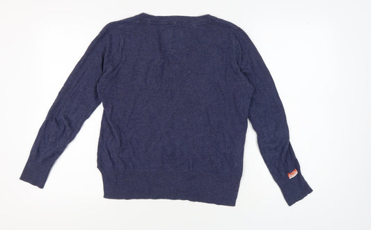 Superdry Women's Blue V-Neck Pullover Jumper S