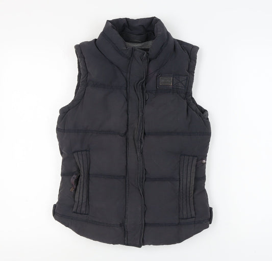 Womens UK Size S Regular Superdry Black Nylon Waistcoat