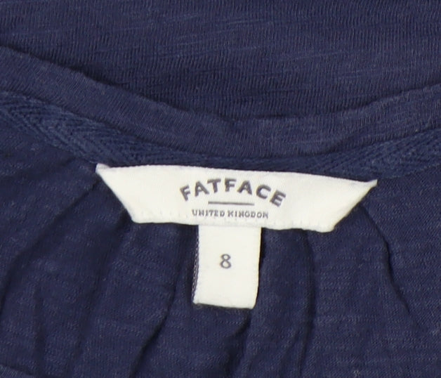 Fat Face Women's Blue Geometric T-Shirt Size 8