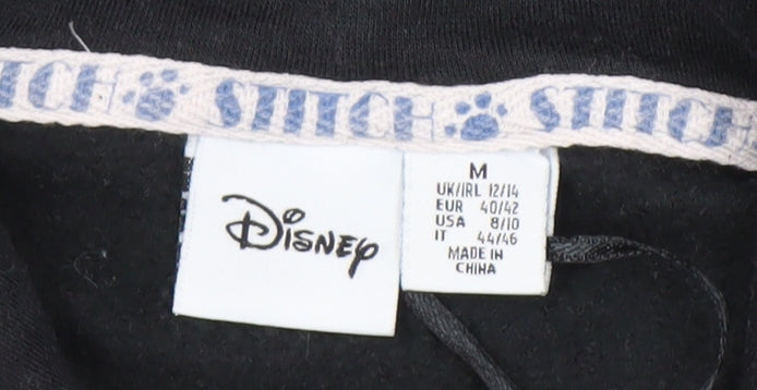 Disney Women's Black Stitch Hoodie Size M Pullover