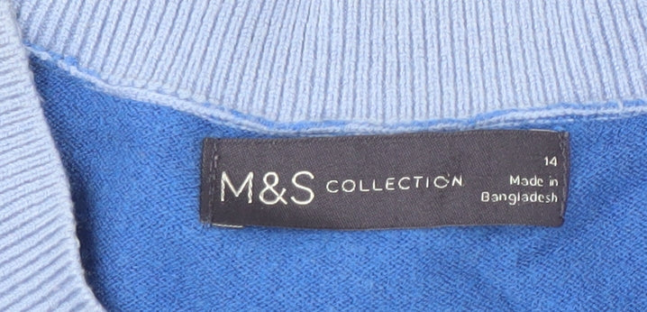 Marks and Spencer Women's Blue V-Neck Pullover Jumper