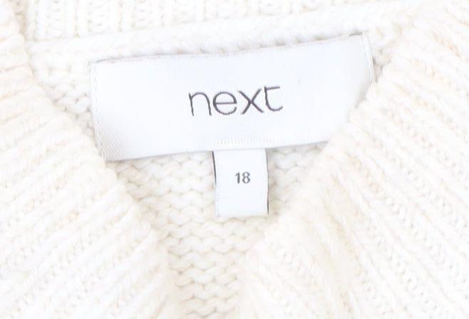 Brand and care label for Next Ivory High Neck Cable-Knit jumper -, size 18