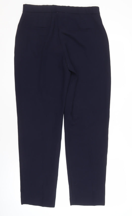 MNG Women's Blue Straight Trousers, Size M, Classic Fit