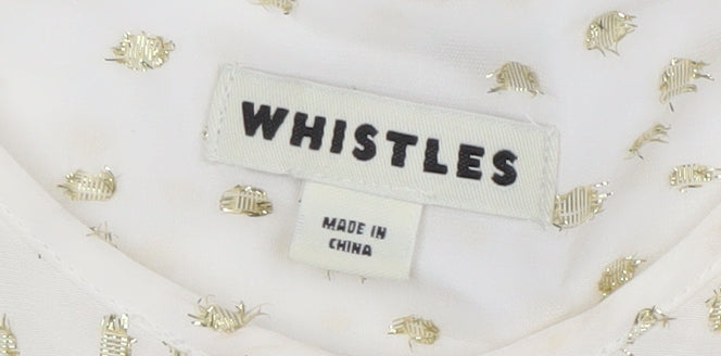 Whistles Women's Ivory Blouse UK 10 Metallic Long Sleeve