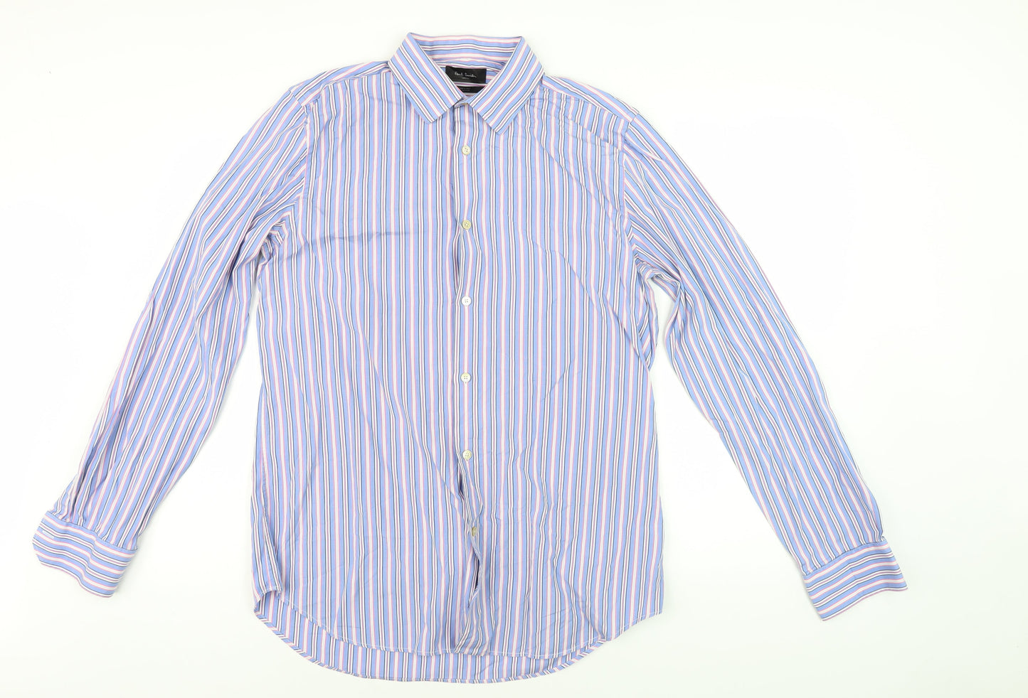 Paul Smith Men's Blue Striped Dress Shirt, Long Sleeve