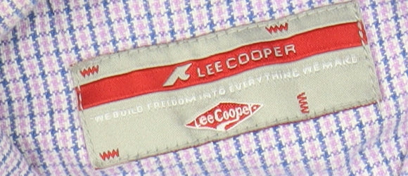 Lee Cooper Men's Purple Long Sleeve Check Shirt Size 18