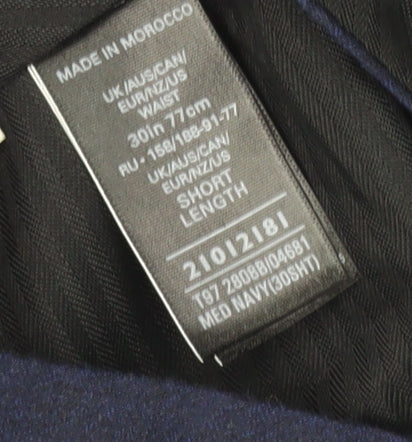 Jaeger Men's Blue Wool Blend Regular Trousers