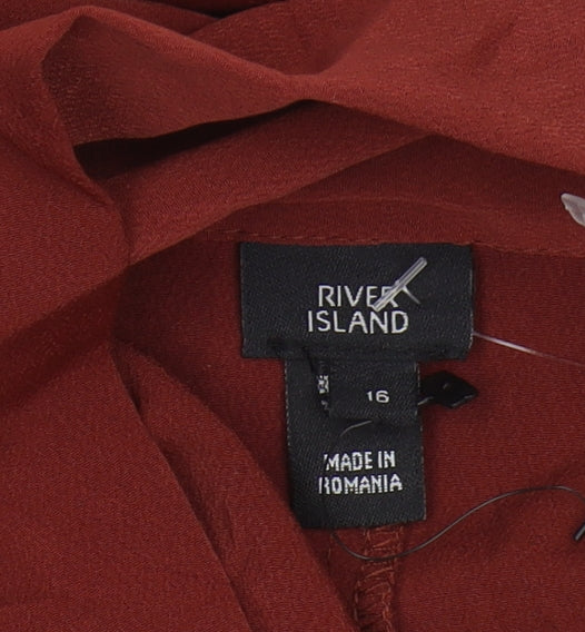 River Island Women's Red Long Sleeve Dress Size 16