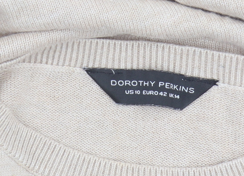 Brand and care label for Dorothy Perkins Beige Crew Neck Long Sleeve Jumper