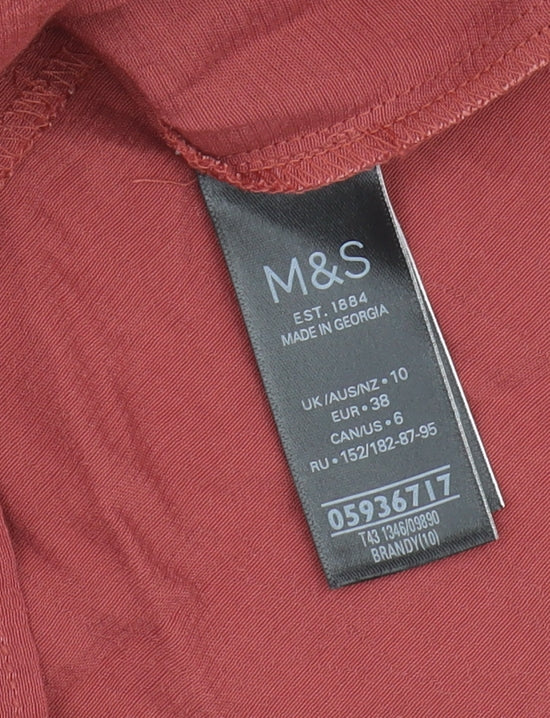 Marks and Spencer Women's Red Boat Neck Top Size 10