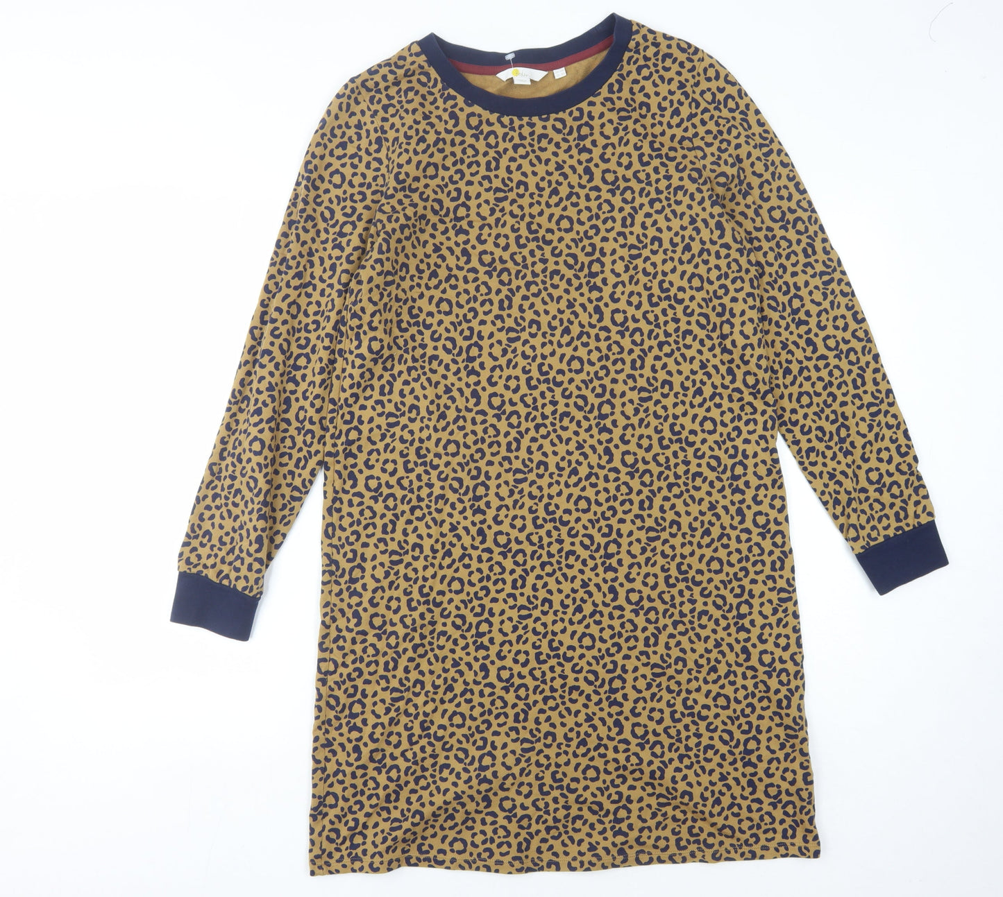 Boden Women's Leopard Print Long Sleeve T-Shirt Dress Size 12