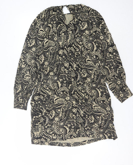 Boden Women's Black Beige Floral Dress Size 16