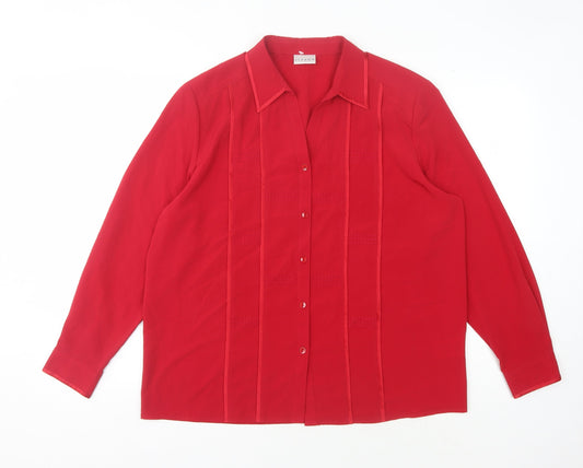 Womens UK Size 16 Alexon Red Polyester Button-Up