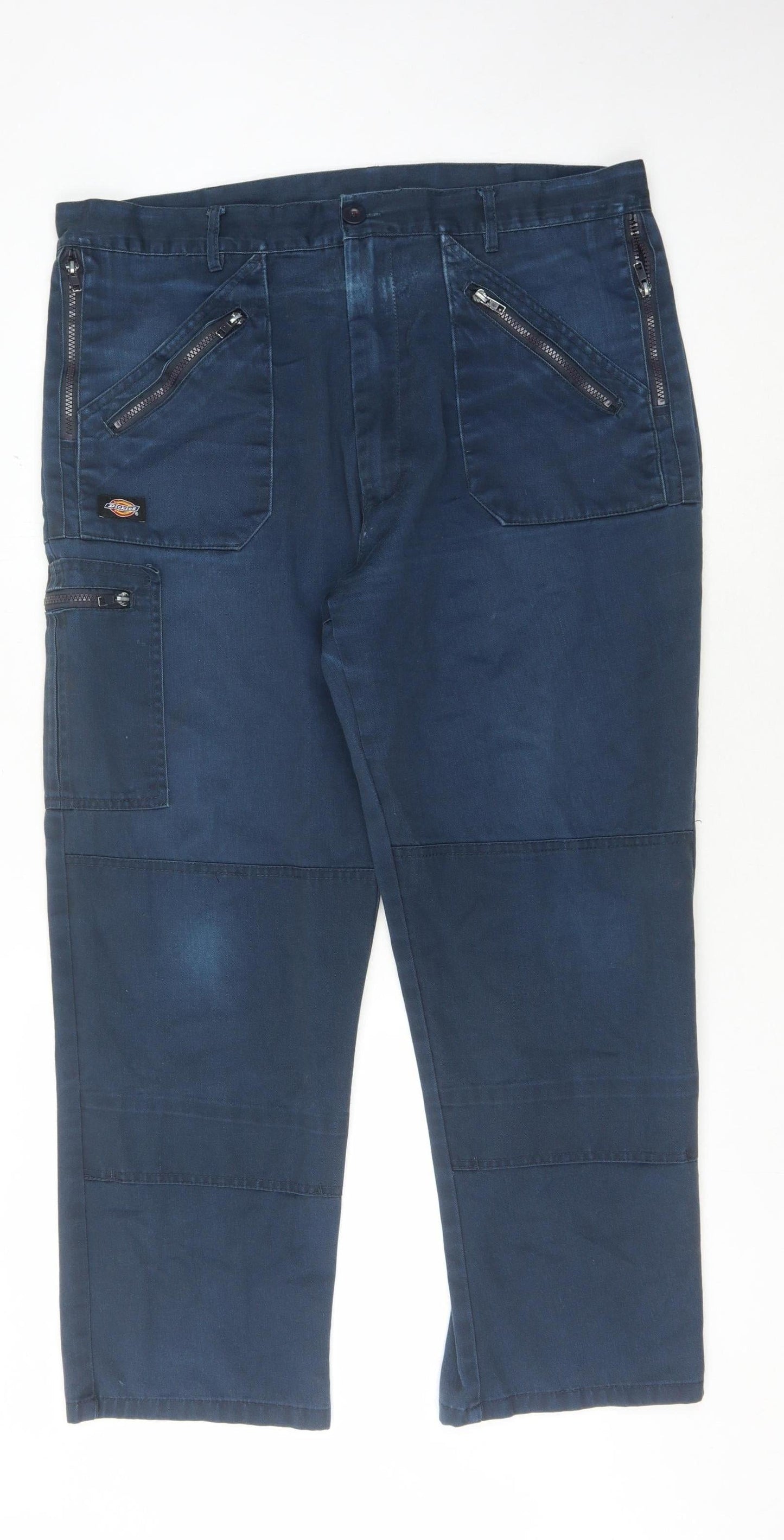 Dickies Men's Blue Cargo Trousers, Zip Accents 40S