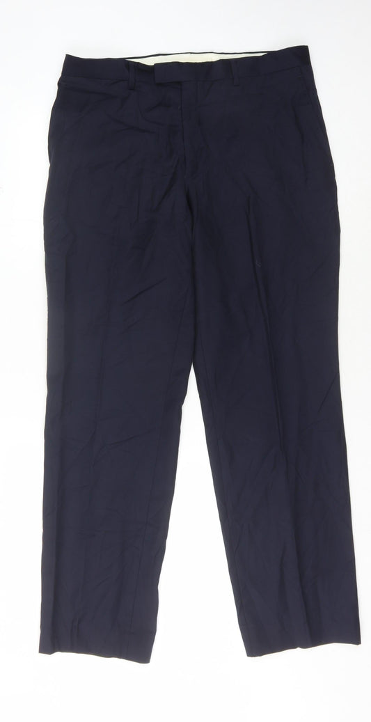 T.M.Lewin Men's Blue Dress Pants Size 34 Wool