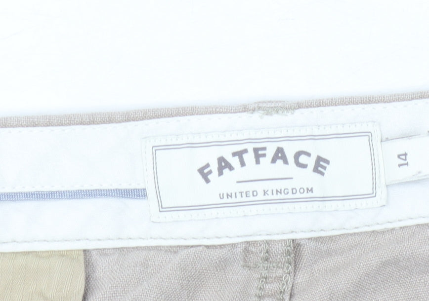 FatFace Beige Women's Trousers Size 14 Linen