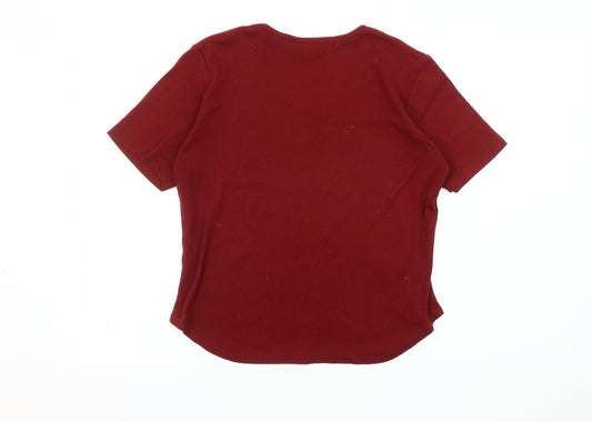 Womens UK Size 14 Lakeland Red Polyester Blend T-Shirt