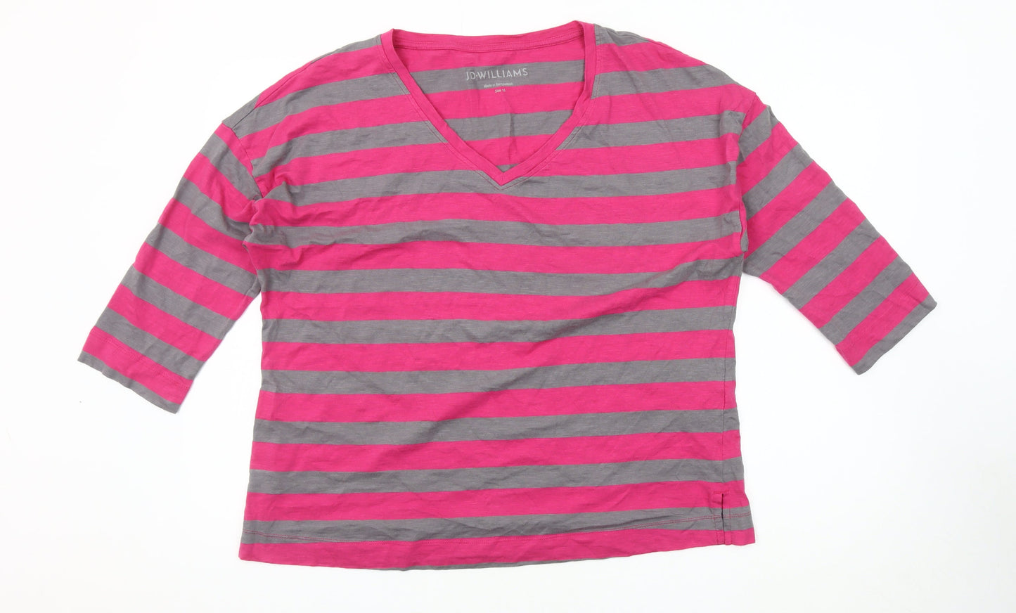 JD Williams Women's Pink Striped V-Neck Top Size 16