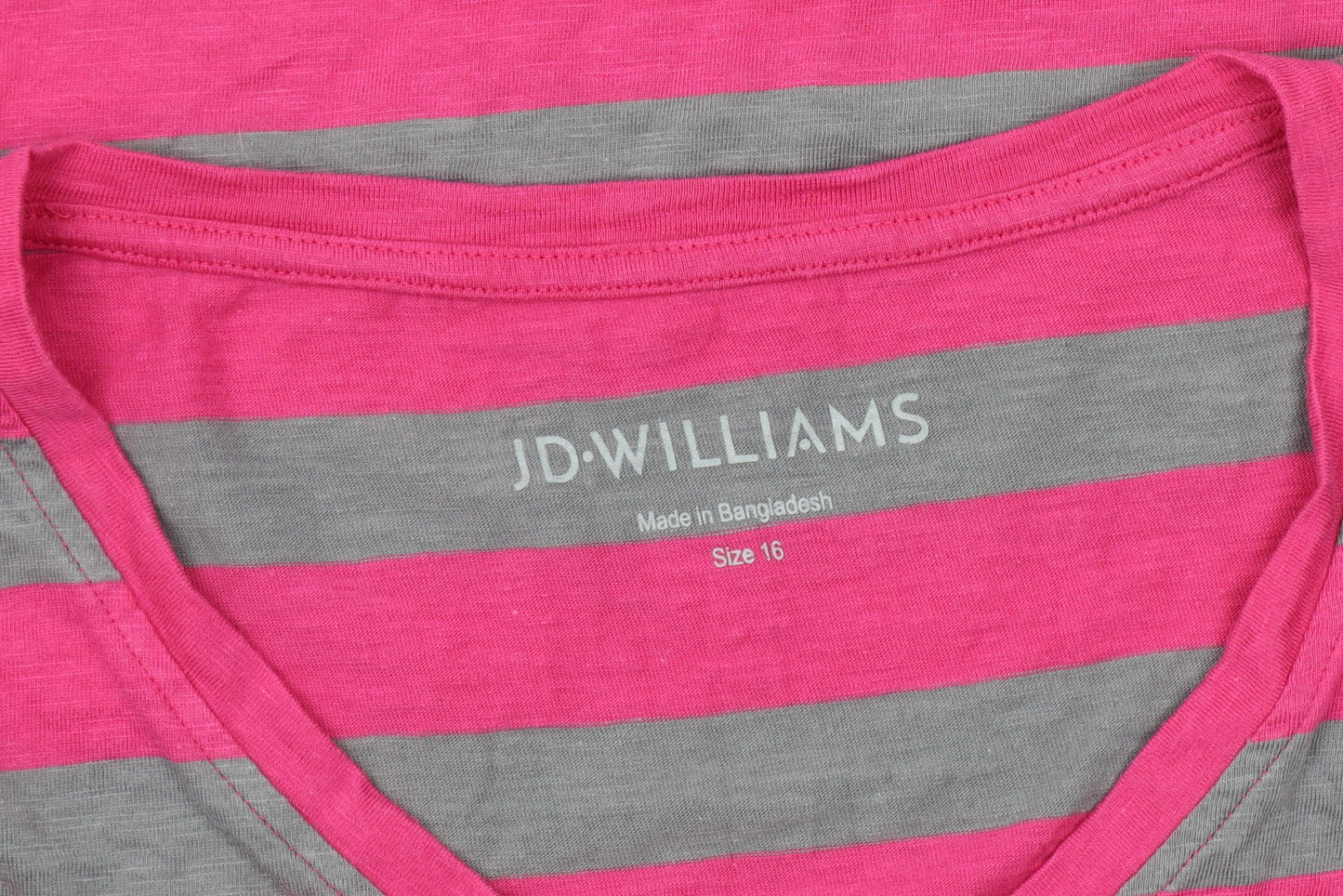 JD Williams Women's Pink Striped V-Neck Top Size 16